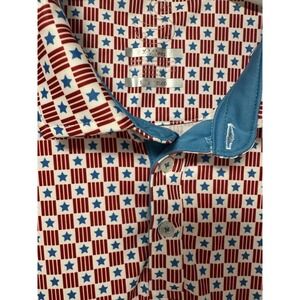 Swannies Mens XL Golf Polo Shirt Patriotic Stars and Stripes Red White Blue